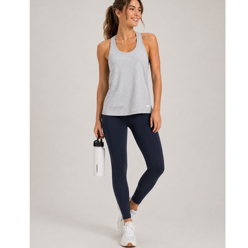 NWT Vuori Lux Performance Tank Top XS Platinum Heather Racerback Athletic